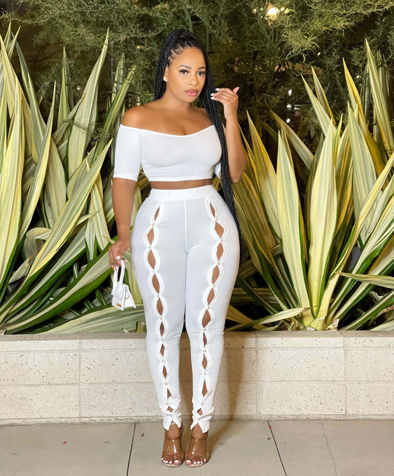 Clothing Summer Suit Off the Shoulder Button Two Piece Pants