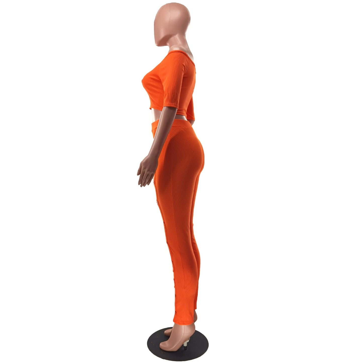 Clothing Summer Suit Off the Shoulder Button Two Piece Pants