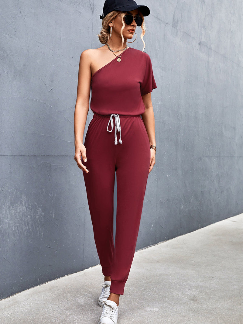 Clothing Diagonal Shoulder Jumpsuit