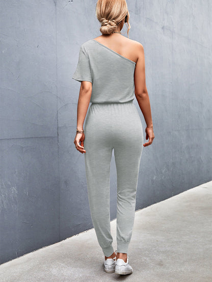 Clothing Diagonal Shoulder Jumpsuit