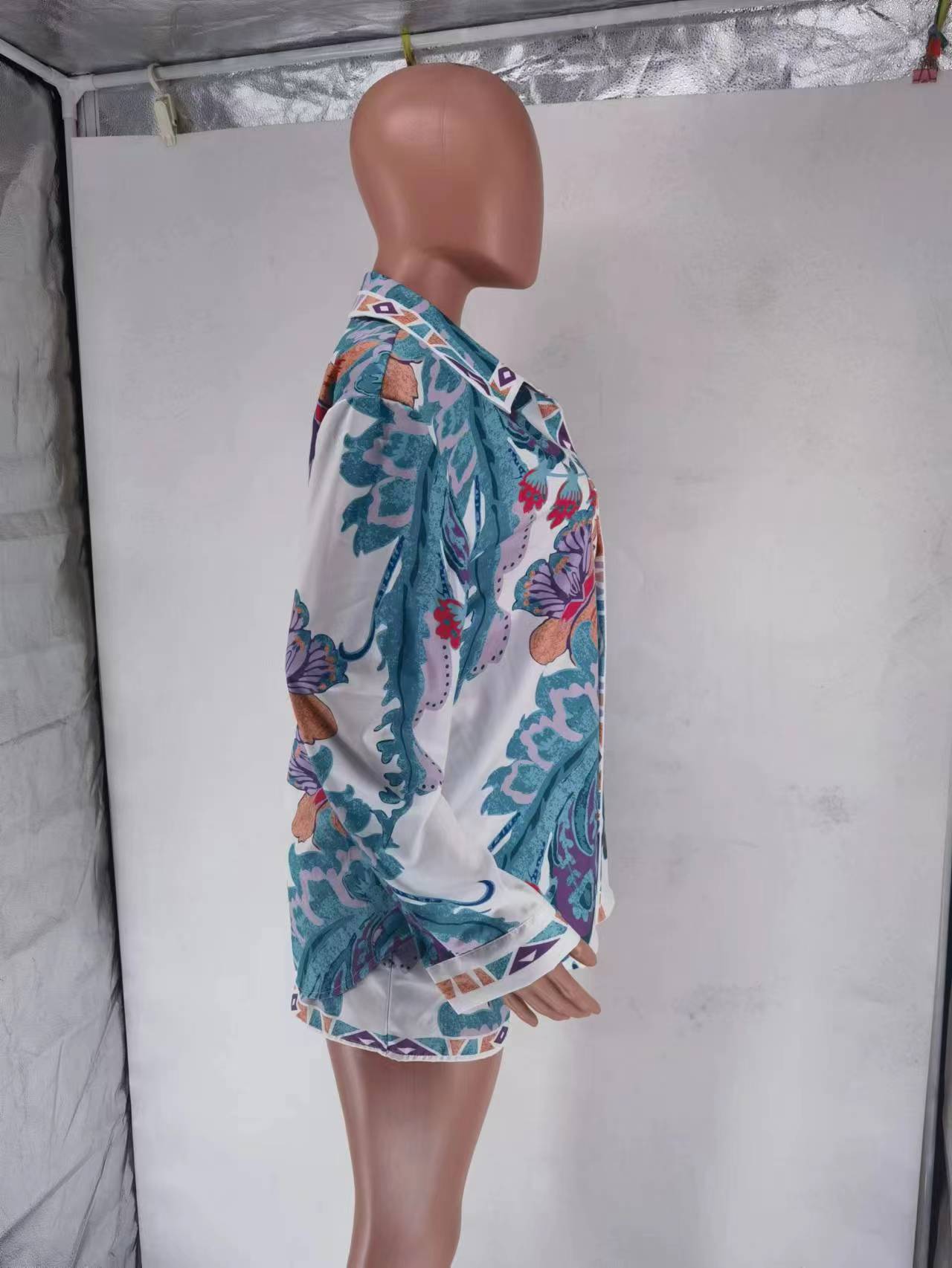 Clothing Printed Long Sleeve Shorts Suit