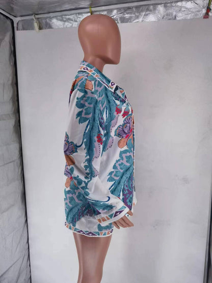 Clothing Printed Long Sleeve Shorts Suit