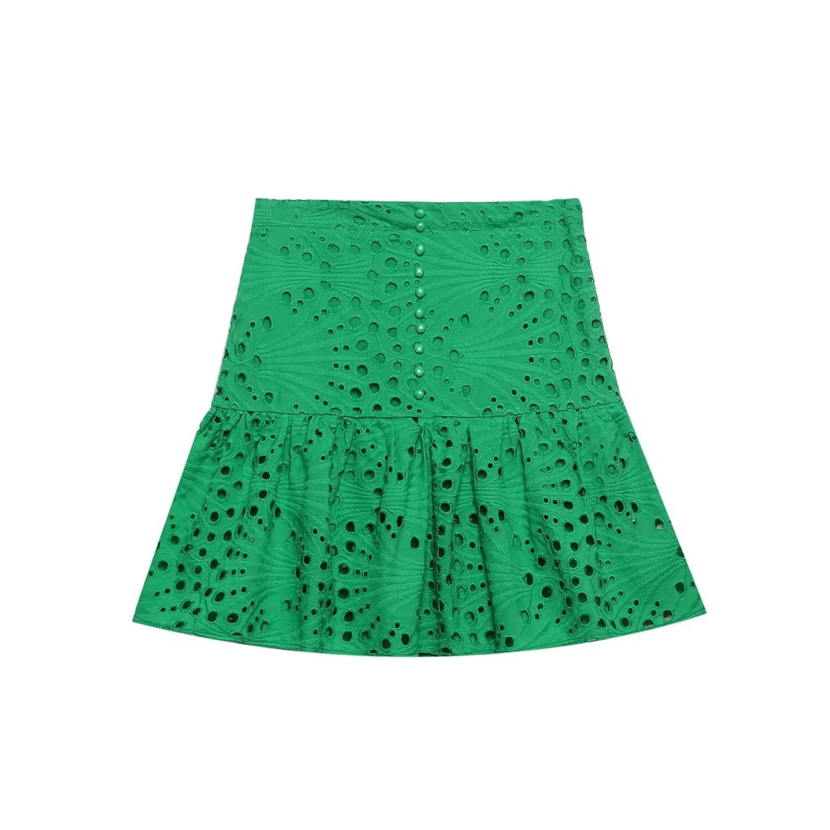 Clothing Embroidered Laminated Decoration Green Skirt