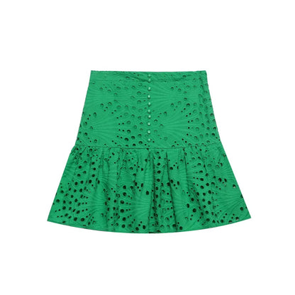 Clothing Embroidered Laminated Decoration Green Skirt