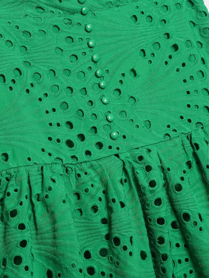 Clothing Embroidered Laminated Decoration Green Skirt