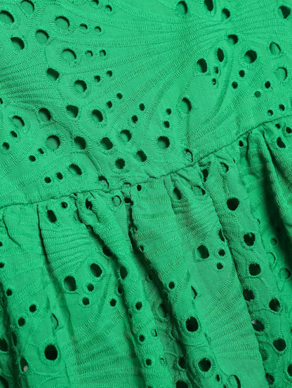Clothing Embroidered Laminated Decoration Green Skirt