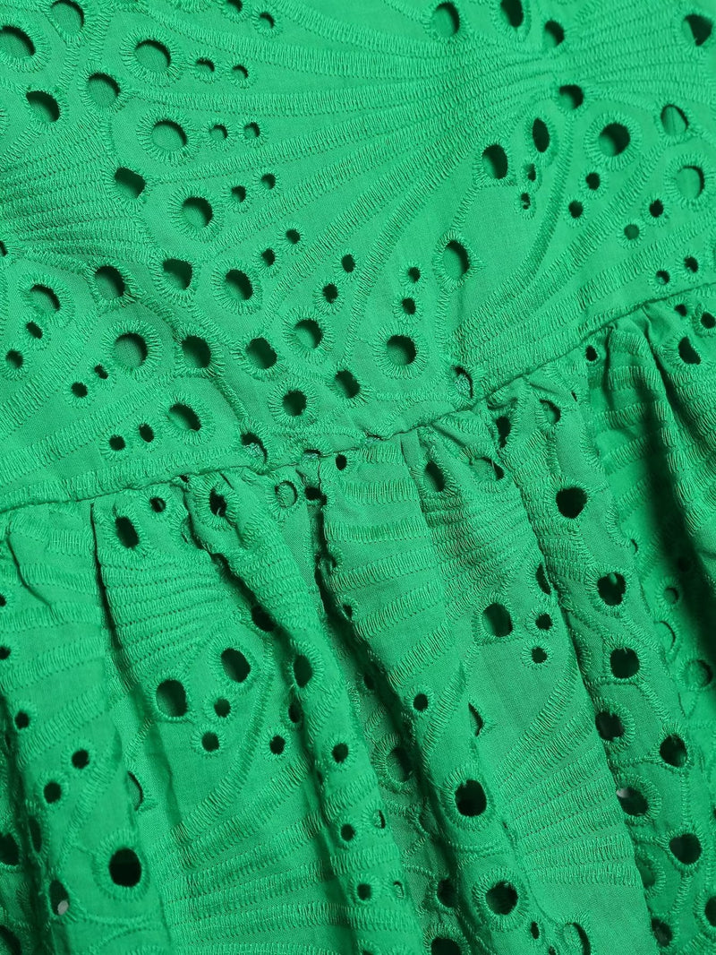 Clothing Embroidered Laminated Decoration Green Skirt