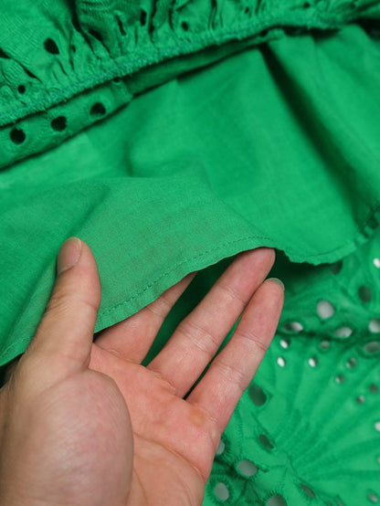 Clothing Embroidered Laminated Decoration Green Skirt