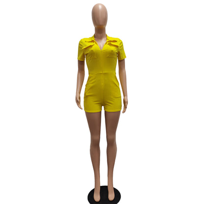 Color Multi Pocket Jumpsuit