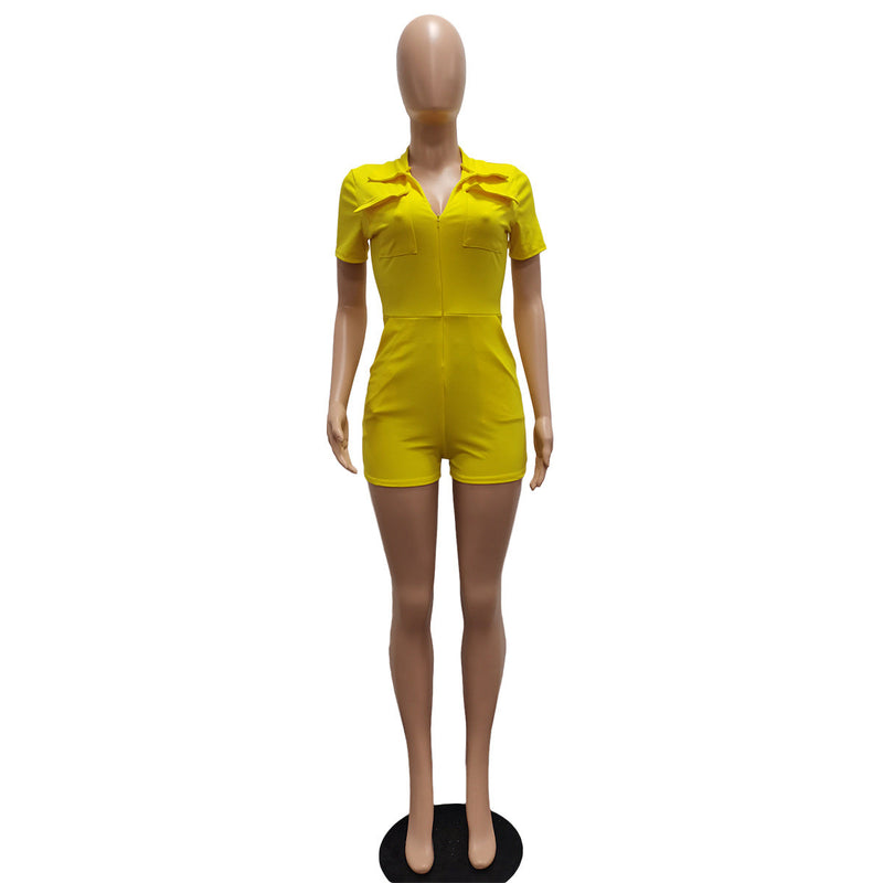 Color Multi Pocket Jumpsuit