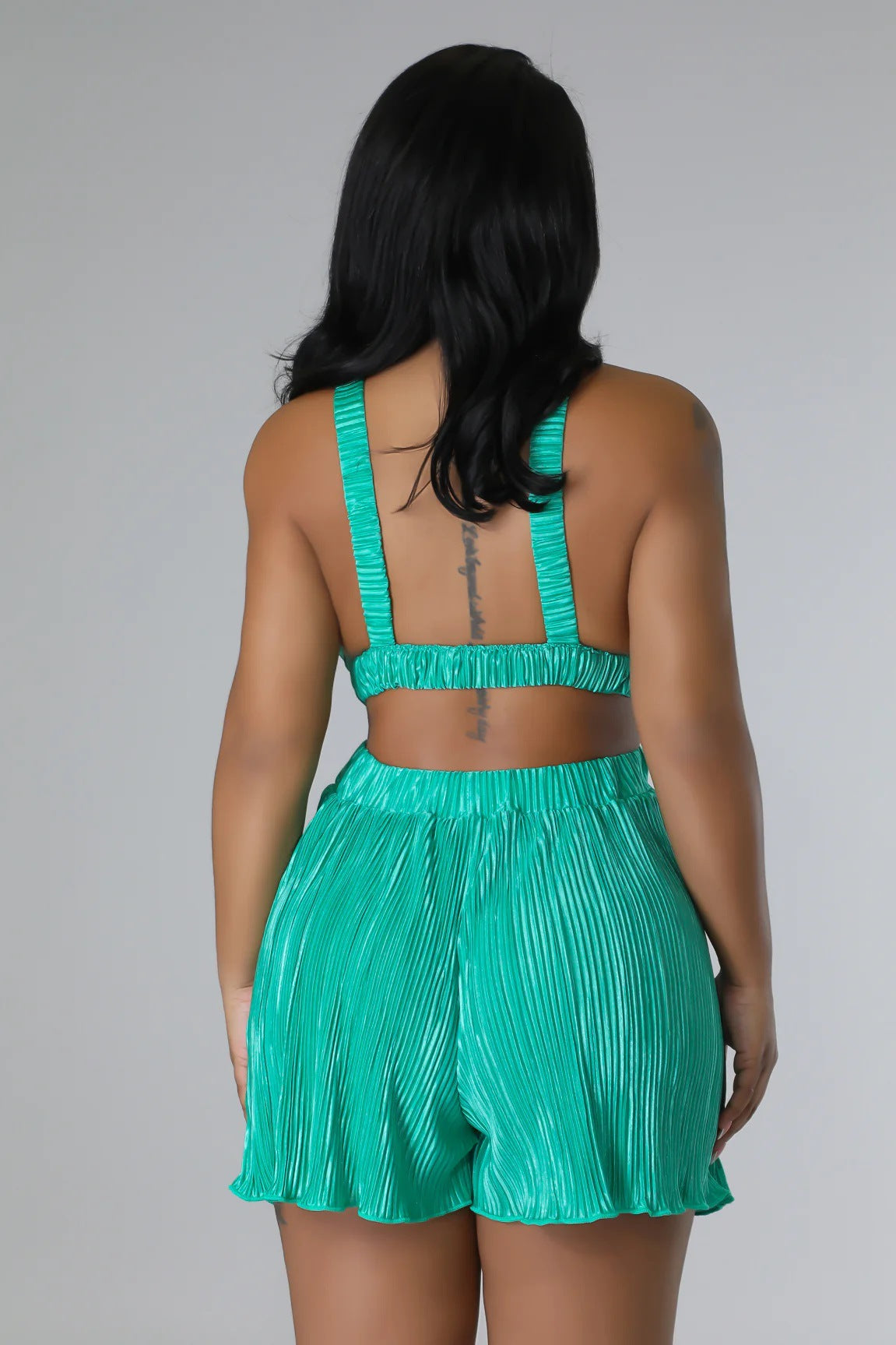 Clothing Summer Sleeveless V Neck Folding Suspender Jumpsuit