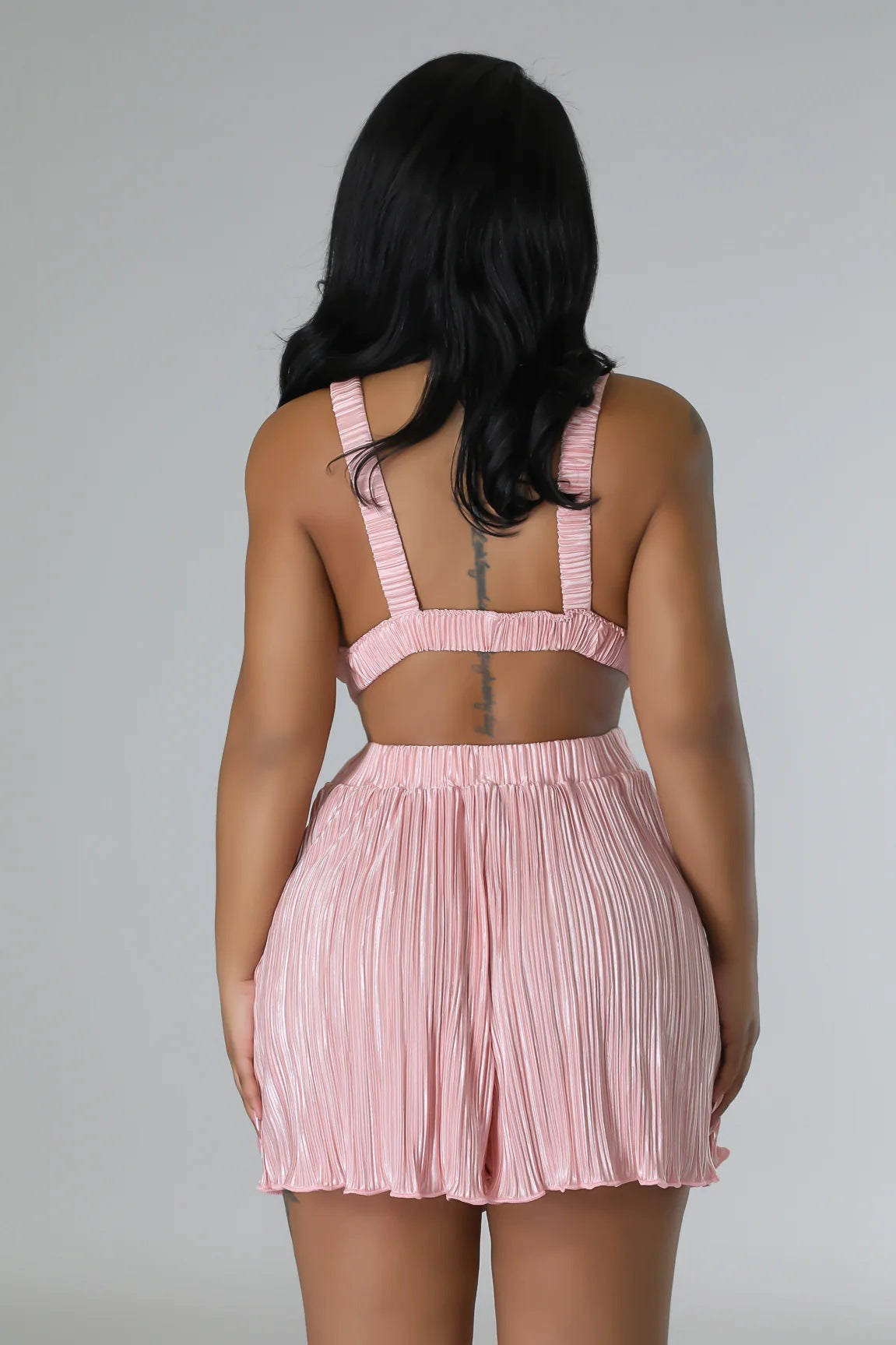 Clothing Summer Sleeveless V Neck Folding Suspender Jumpsuit