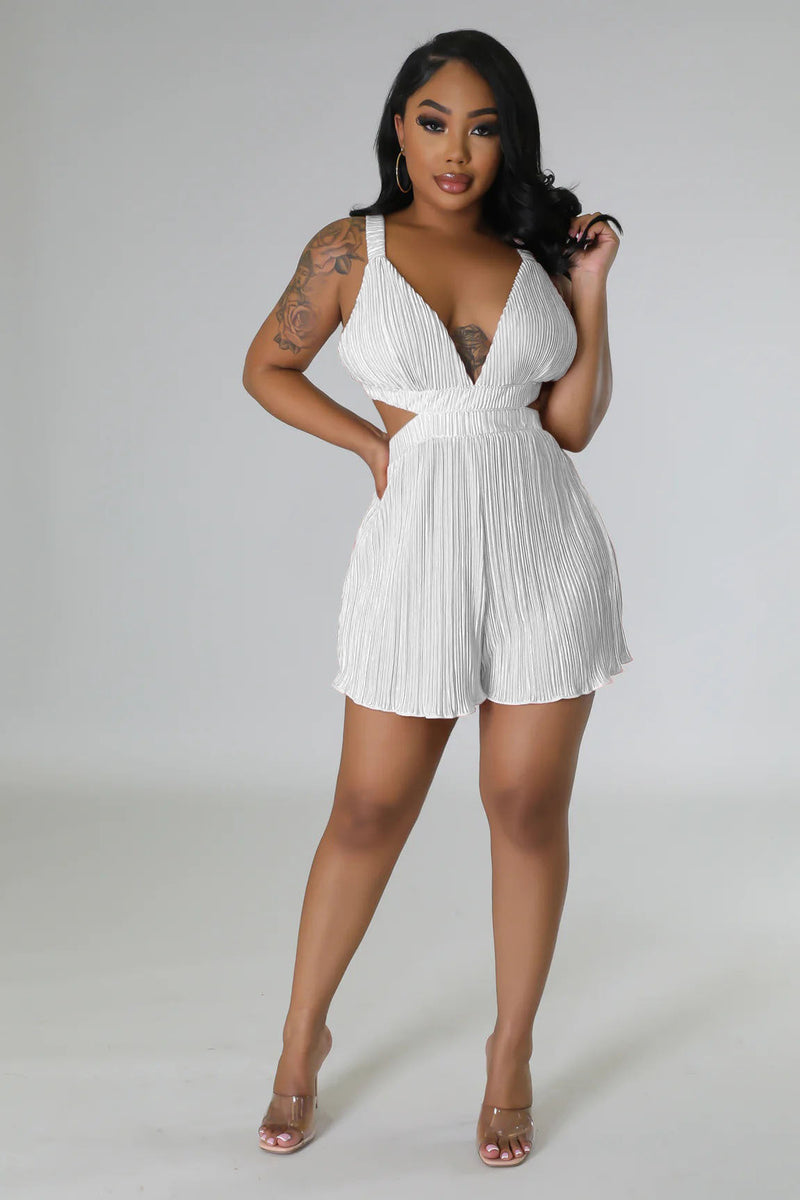 Clothing Summer Sleeveless V Neck Folding Suspender Jumpsuit