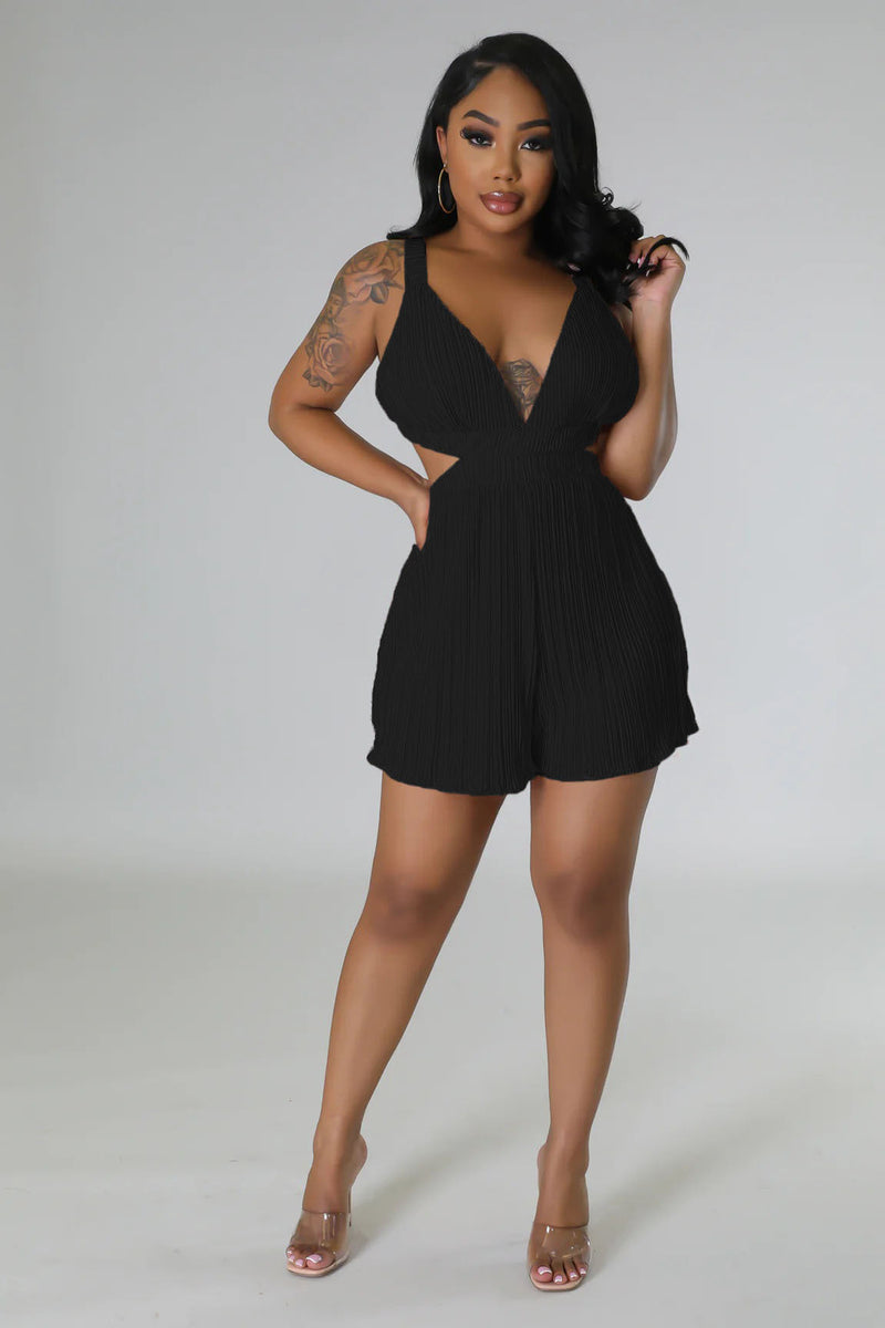 Clothing Summer Sleeveless V Neck Folding Suspender Jumpsuit