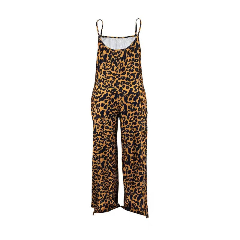 Jumpsuit Summer Leopard Print Strap Jumpsuit