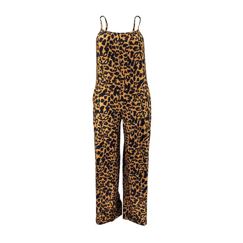 Jumpsuit Summer Leopard Print Strap Jumpsuit