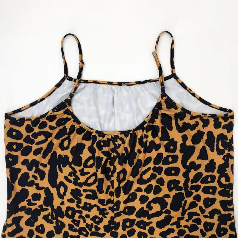 Jumpsuit Summer Leopard Print Strap Jumpsuit
