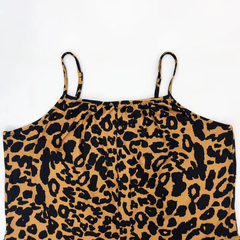 Jumpsuit Summer Leopard Print Strap Jumpsuit