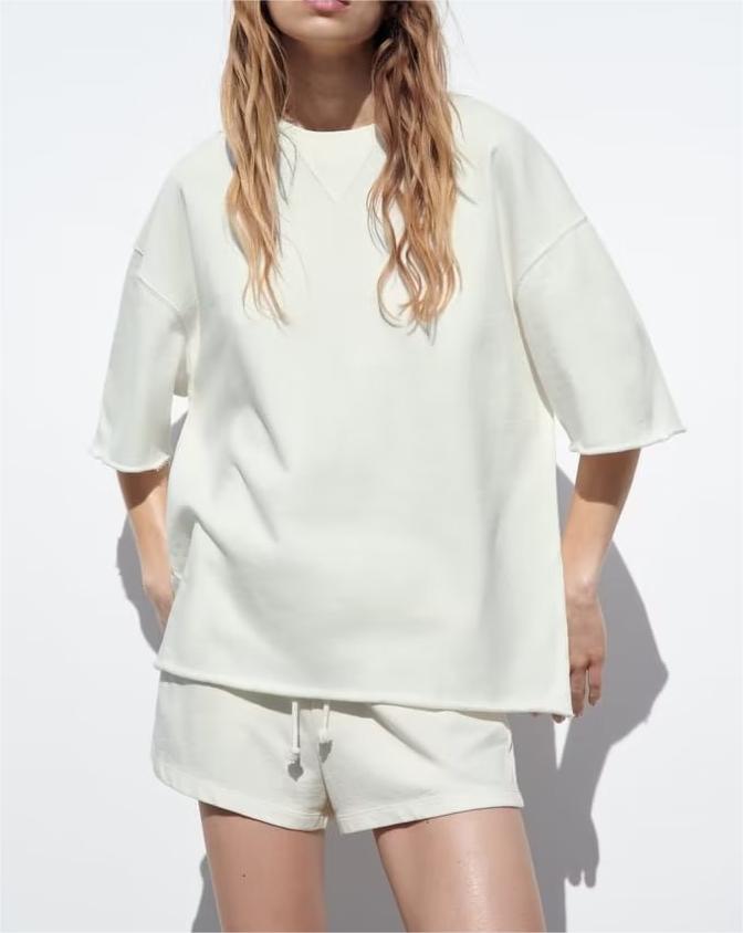 Summer Stretch High Waist Shorts Loose Cotton Short Sleeve T Shirt
