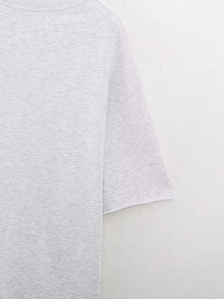 Summer Stretch High Waist Shorts Loose Cotton Short Sleeve T Shirt