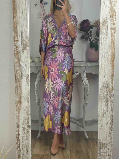Exquisite Satin Print Fishtail Skirt