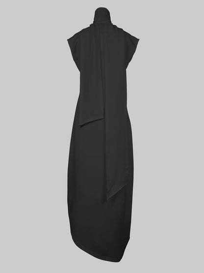 Loose Sleeveless Color Split-side Shawl Collar Maxi Dresses