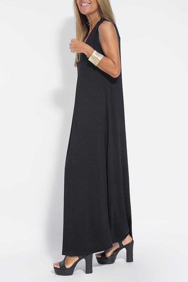 Is Eternal Knit Color Sleeveless Slit Maxi Dress