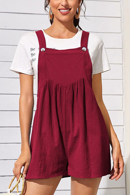 Cotton and Linen Loose One-piece Wide-leg Shorts