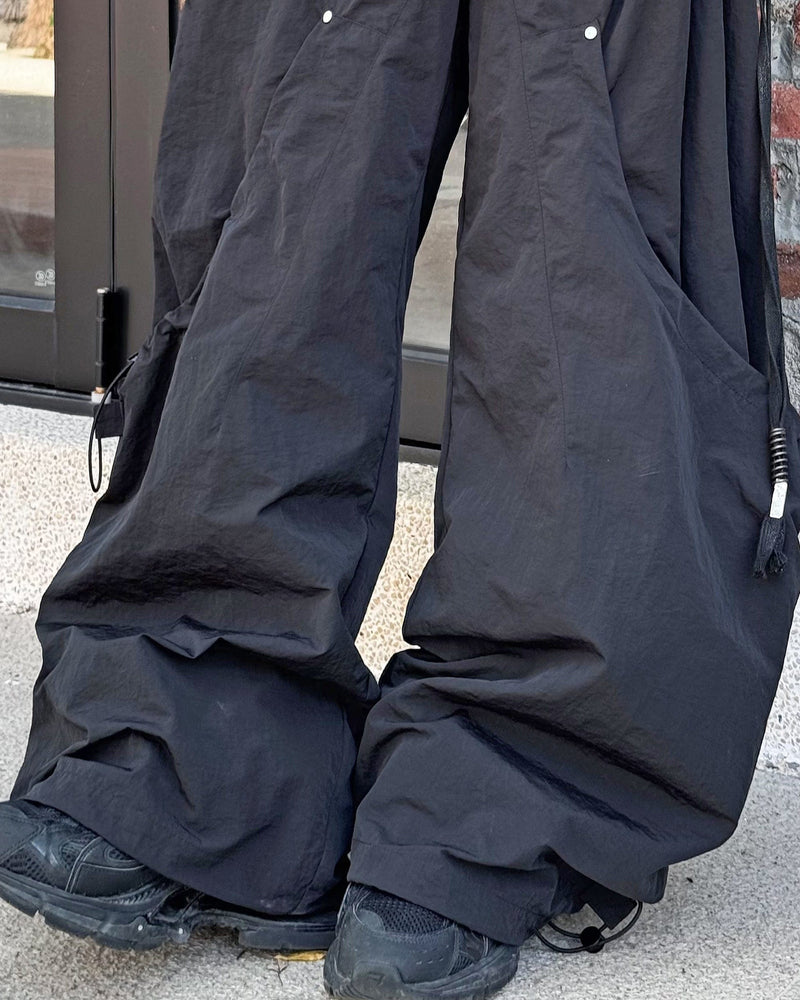Drawstring Wide Leg Technical Pants