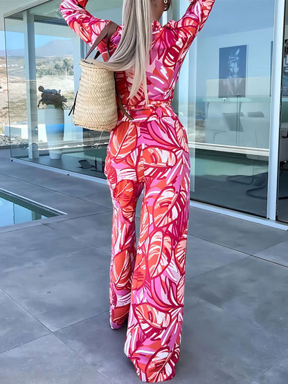Printed Long Sleeves Top and Pants Sets