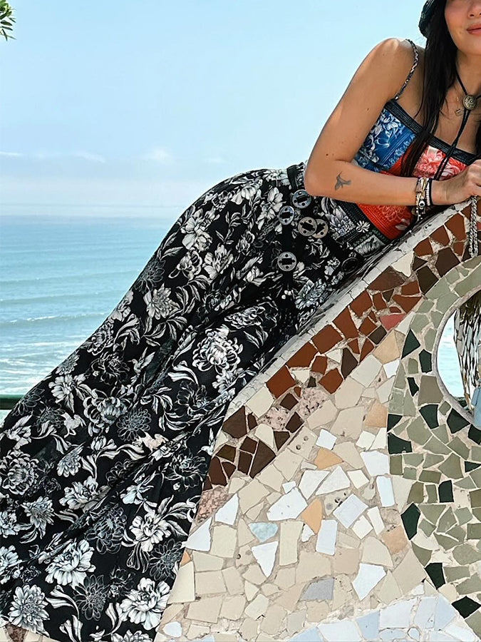 Printed One Piece Swimsuit and Sarong or Printed Pants