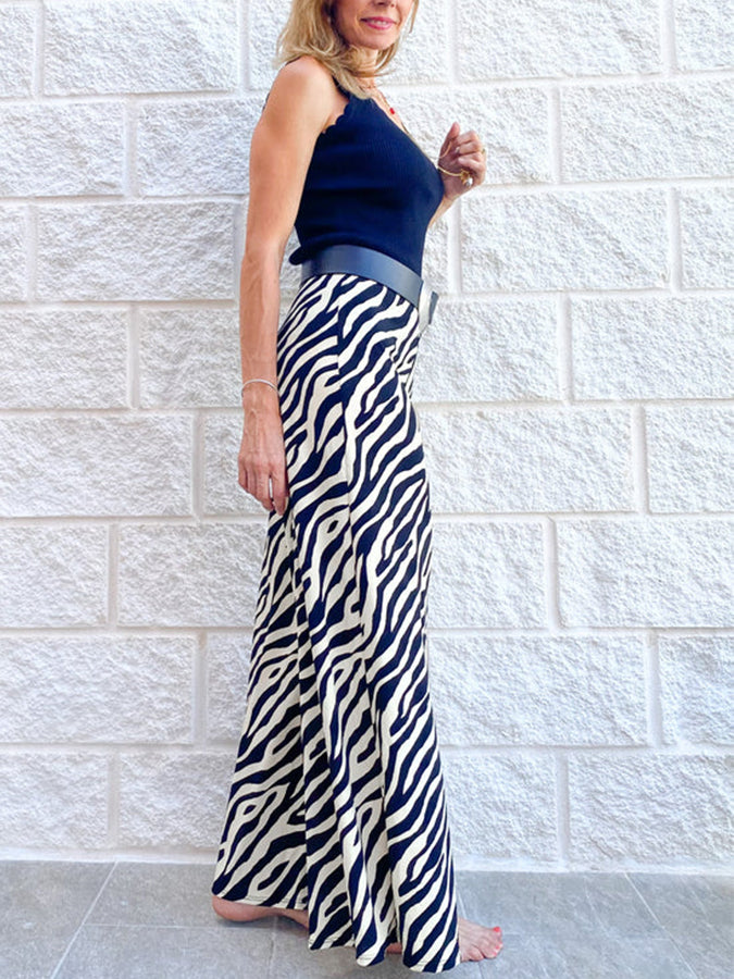 Black Geometric Printed Wide Leg Pants