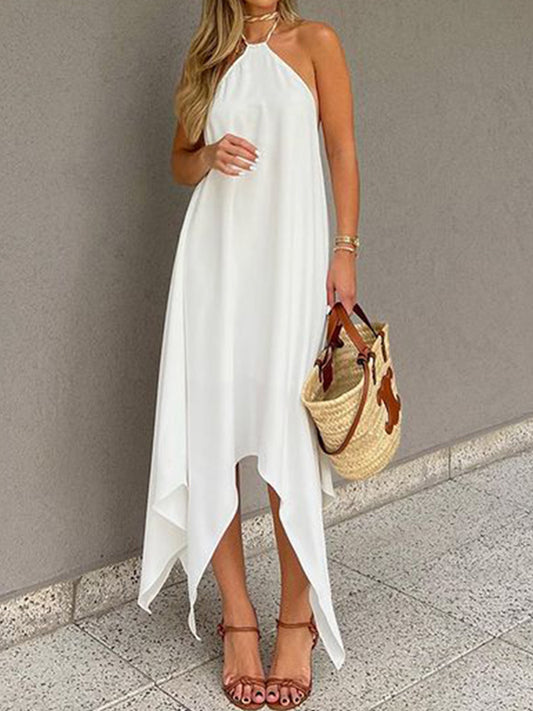Halter Asymmetric Holidy Maxi Dress