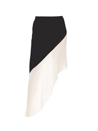 Black and White Bow Decor One Piece Swimsuit and Skirt