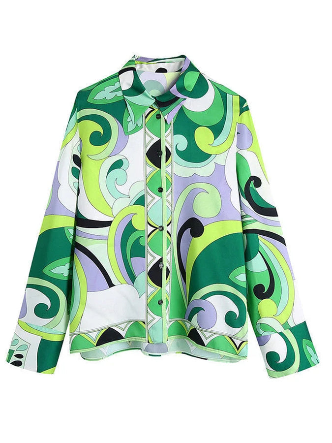 Printed Long Sleeves Shirts and Pants Sets