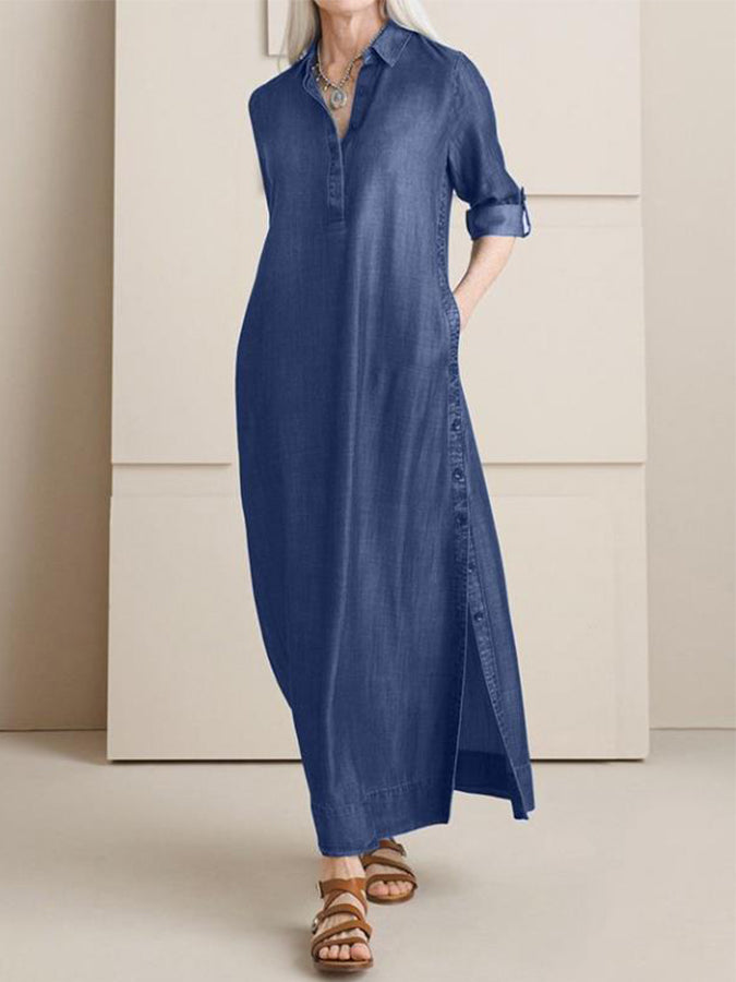 Denim Shirt Maxi Dress