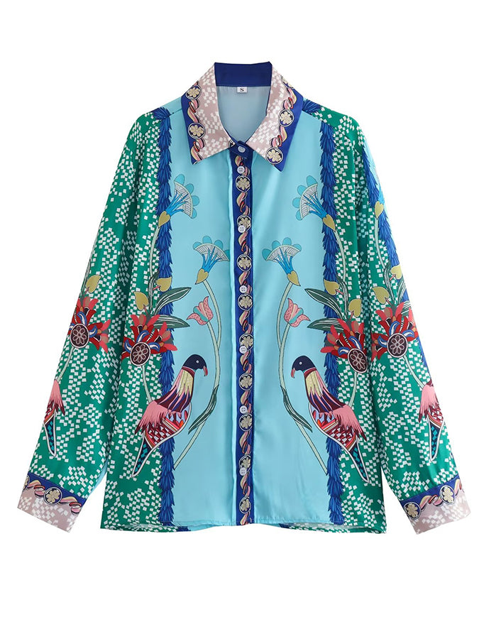 Printed Two Piece Shirt and Pants Set