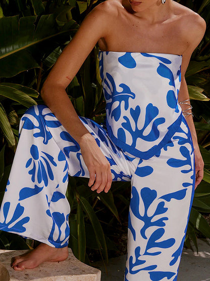 Printed Off Shoulder Tops and Pants Sets