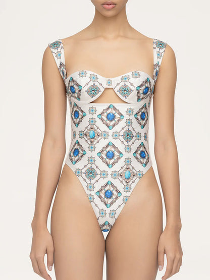 Jewelry Printed Bikini and Skirt or Pants