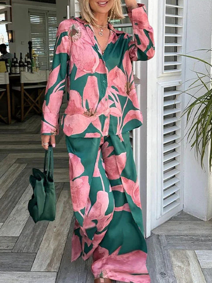Printed Long Sleeves Shirt and Pants Sets
