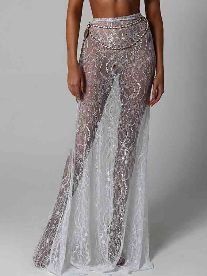Lace See-through Mermaid Long Skirt