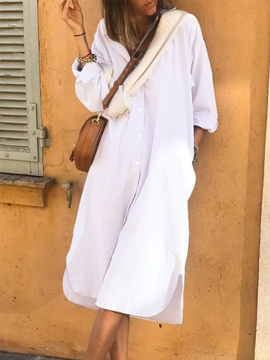 Long Sleeves Buttoned Midi Dress