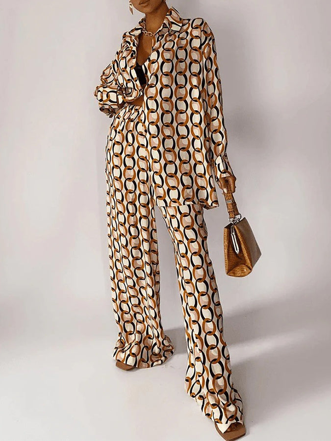 Printed Two Pieces Shirt and Pants Sets