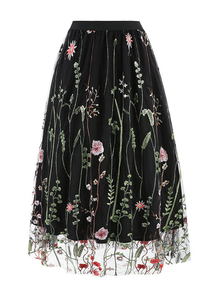 Mesh Embroidered Skirt