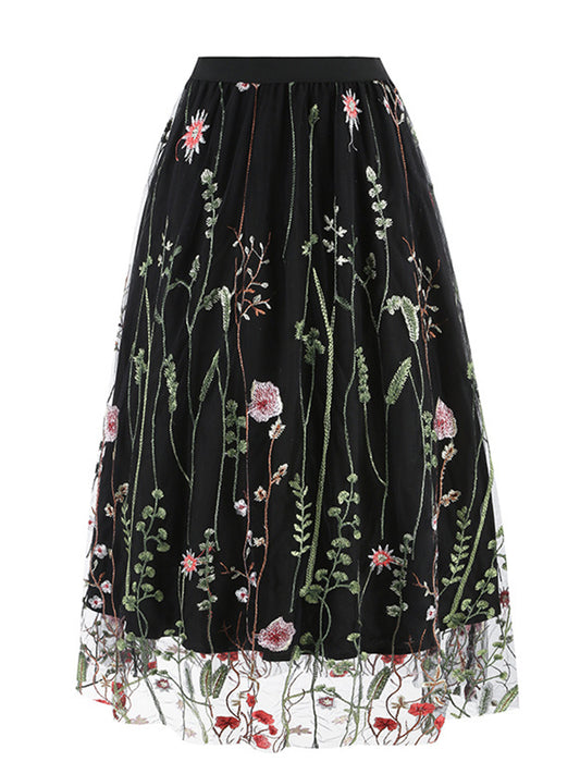 Mesh Embroidered Skirt