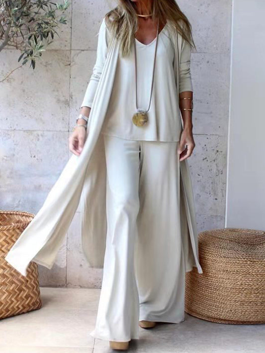 Long Sleeves Cardigan Vest and Pants Three Pieces Sets
