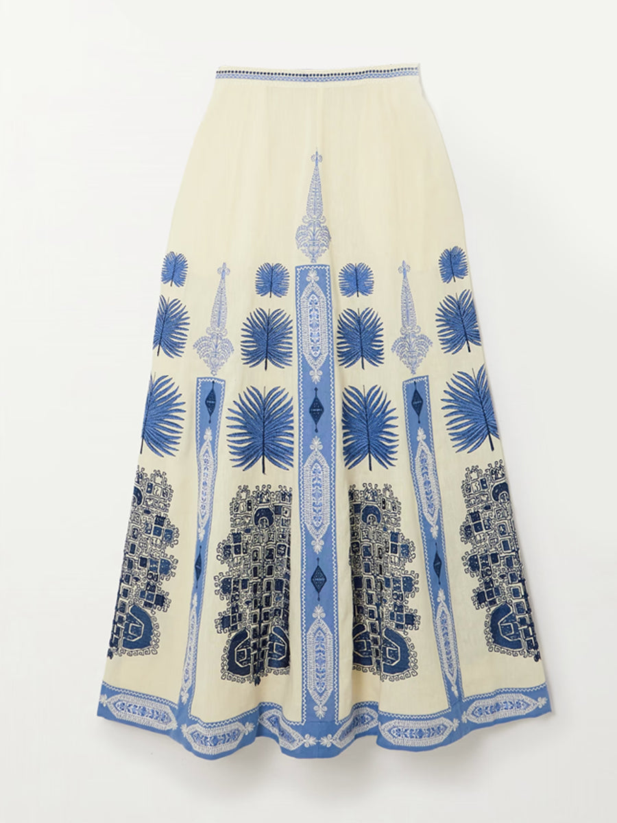 Retro Geometric Pattern One-piece Swimsuit and Skirt