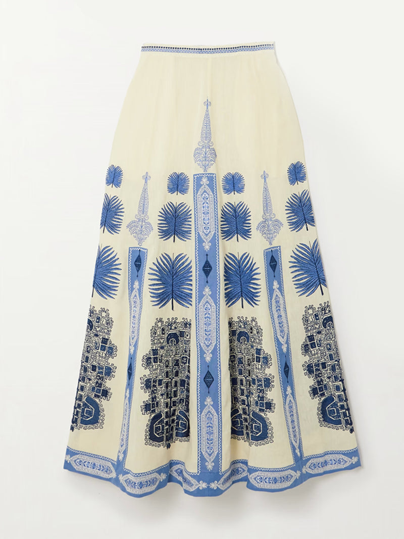 Retro Geometric Pattern One-piece Swimsuit and Skirt