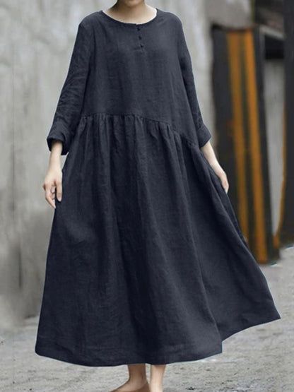 Long Sleeves Round Neck Maxi Dress
