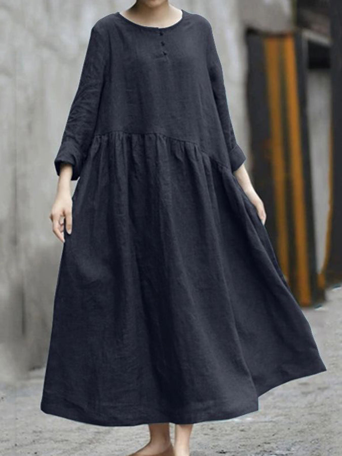 Long Sleeves Round Neck Maxi Dress